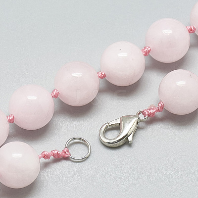 Natural Rose Quartz Beaded Necklaces NJEW-S404-14-1