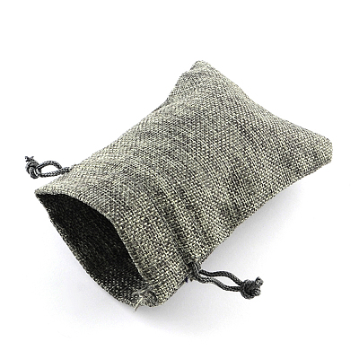 Polyester Imitation Burlap Packing Pouches Drawstring Bags X-ABAG-R005-9x7-04-1