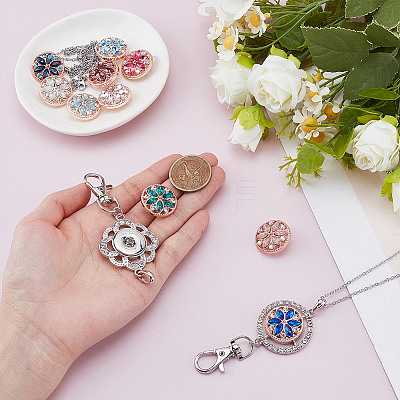 10Pcs 10 Colors Alloy Rhinestone Snap Buttons FIND-NB0006-38-1