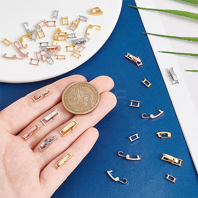 24Pcs 6 Styles Brass Fold Over Clasps FIND-PH0021-50-1