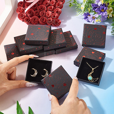 10Pcs Hot Stamping Planet Cardboard Jewelry Packaging Boxes CON-TA0001-44B-1