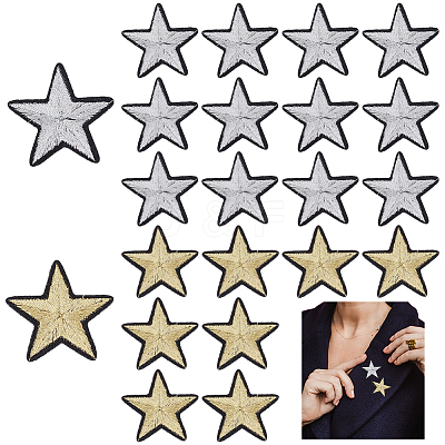 40Pcs 2 Style Star Pattern Cloth Computerized Embroidery Iron On/Sew On Patches PATC-GA0001-07-1