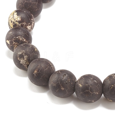 Round Natural Agate Stretch Beaded Bracelets BJEW-JB08196-04-1