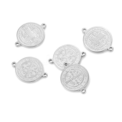 Anti-Tarnish 304 Stainless Steel Flat Round Connector Charms PW-WGBC551-06-1