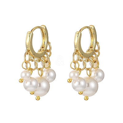 Round Shell Pearl Beaded Chandelier Earrings EJEW-JE06354-1
