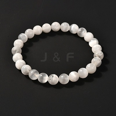 Natural Selenite Beads Stretch Bracelets BJEW-JB06620-02-1