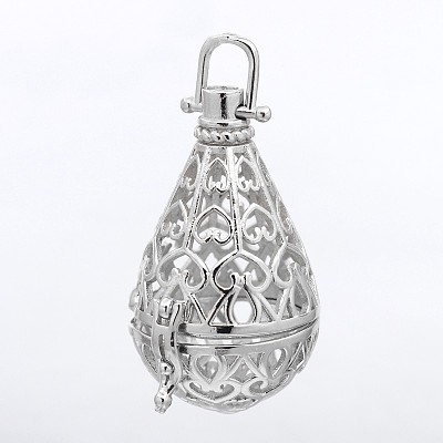 Brass Cage Pendants KK-P026-02P-NR-1