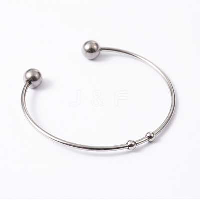 Fashion 304 Stainless Steel Cuff Bangles Torque Bangles BJEW-H473-01M-1