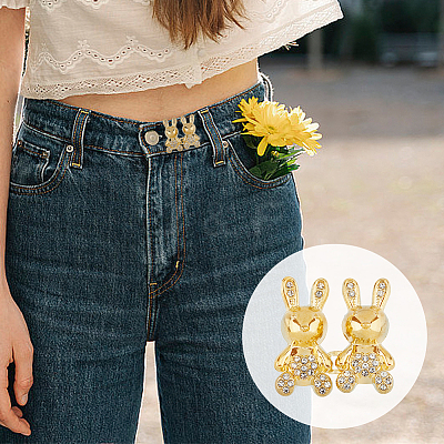 10Pcs 5 Colors Rabbit Shape Alloy Adjustable Jean Button Pins AJEW-DC0001-17-1