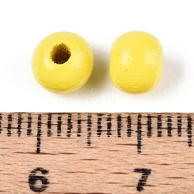 Spray Painted Round Natural Schima Wood Beads WOOD-A018-6mm-04-1