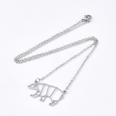 Non-Tarnish 201 Stainless Steel Pendant Necklaces NJEW-T009-JN083-1-40-1