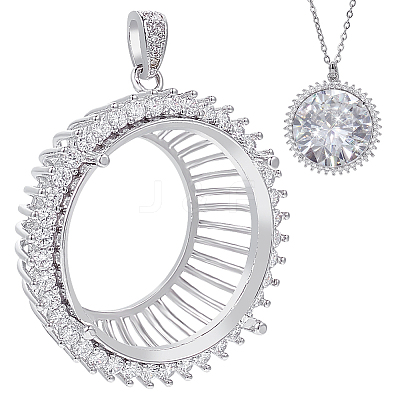 1Pc Flat Round 925 Sterling Silver Crystal Rhinestone Pendant Cabochon Open Back Settings STER-BC0003-24-1