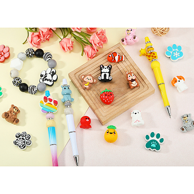 12Pcs 12 Styles Silicone Beads SIL-SZ0003-24-1