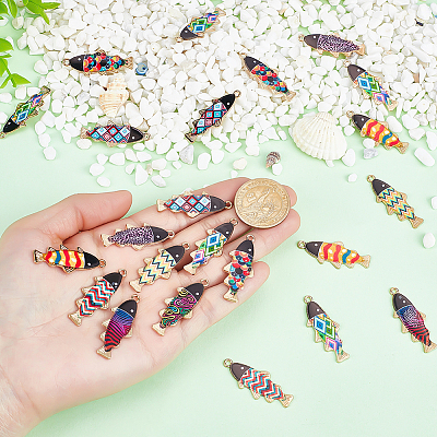 72Pcs 9 Colors Alloy Enamel Pendants FIND-ME0001-93-1
