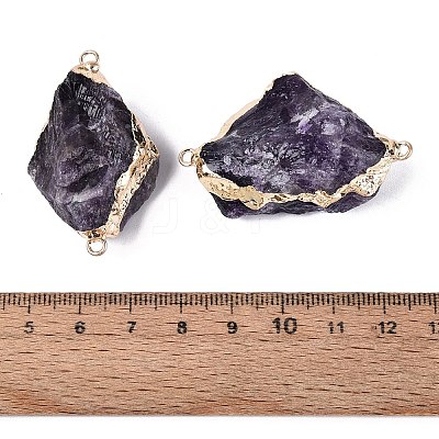 Raw Rough Natural Amethyst Nuggets Connector Charms G-Q606-08D-1
