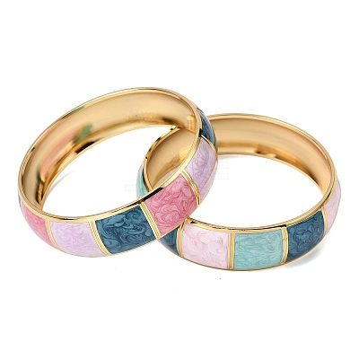 304 Stainless Steel Enamel Bangles for Women BJEW-D408-38G-1