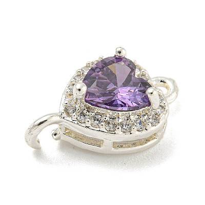 Brass Pave Cubic Zirconia Connector Charms KK-Z072-06S-07-1