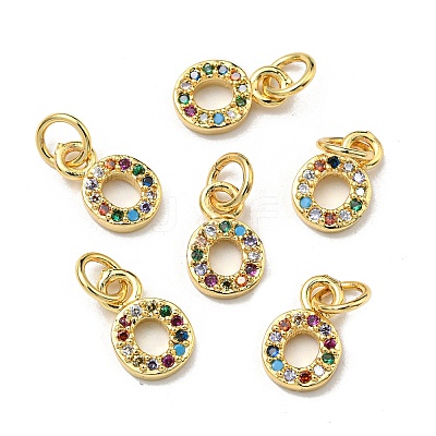 Brass Micro Pave Colorful Cubic Zirconia Charms ZIRC-F092-01-O-1