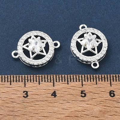 Brass Micro Pave Clear Cubic Zirconia Connector Charms CU-CBA3F77-09S-1