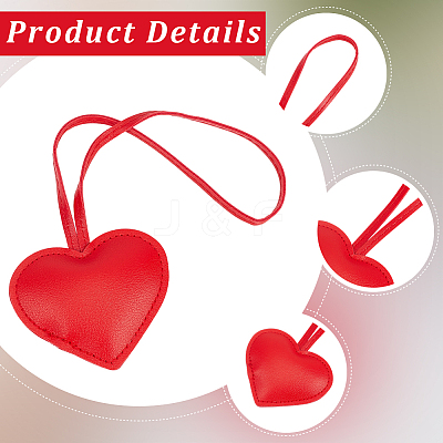 PU Leather Heart Pendant Decorations HJEW-CL0001-12A-1