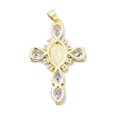 Rack Plating Brass Micro Pave Cubic Zirconia Pendants X-ZIRC-I059-15G-05-1