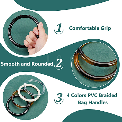8Pcs 4 Colors PVC Braided Bag Handles DIY-PH0022-36-1