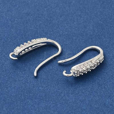 Rack Plating Brass Micro Pave Clear Cubic Zirconia Earring Hooks KK-A231-02S-1