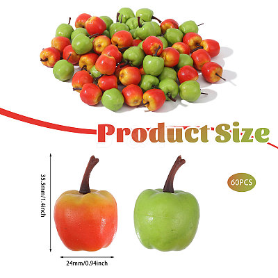 60Pcs 2 Colors Foam Imitation Apple DJEW-CA0001-43-1