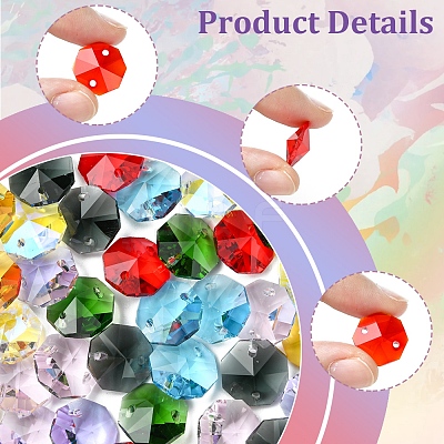 48Pcs 8 Colors Electroplate Glass Links Connectors EGLA-FS0001-48-1