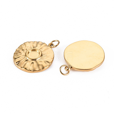 Hammered 304 Stainless Steel Pendant Cabochon Settings STAS-S116-239G-1