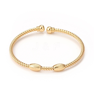Rack Plating Brass Cuff Bangles with Bead BJEW-E071-07G-1