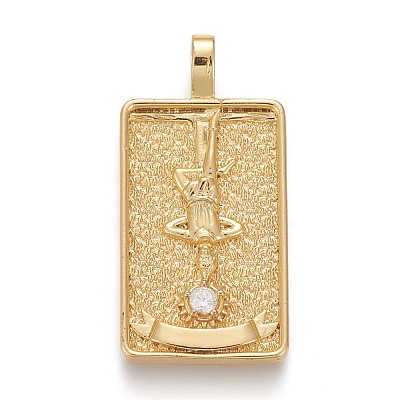 Brass Micro Pave Clear Cubic Zirconia Pendants ZIRC-Z004-01G-1