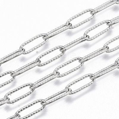 Tarnish Resistant 304 Stainless Steel Textured Paperclip Chains CHS-S006-JN954-1-1