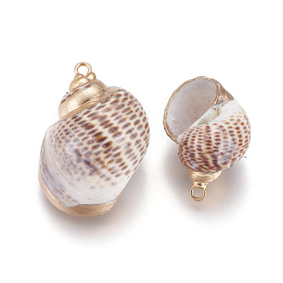 Electroplate Spiral Shell Pendants SSHEL-O019-26-1