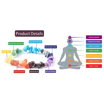 Chakra Gemstone Stretch Bracelets X-BJEW-JB02288-02-1