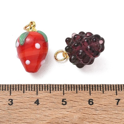 Brass & Handmade Lampwork Pendants PALLOY-JF06029-1