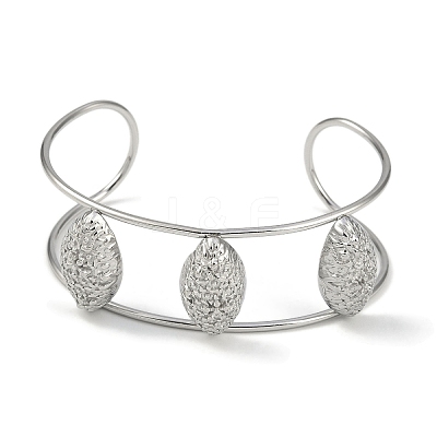 Non-Tarnish 304 Stainless Steel Wide Hollow Textured Opaen Cuff Bangles BJEW-Q348-07P-02-1
