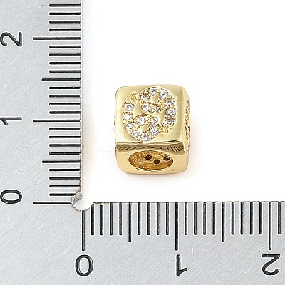 Brass Micro Pave Clear Cubic Zirconia European Beads KK-K368-01G-04-1