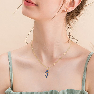 6Pcs 304 Stainless Steel Paperclip Chain Necklaces NJEW-SC0001-57B-G-1