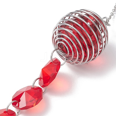Glass Round & Octagonal Beads Hanging Suncatchers HJEW-JM04617-03-1