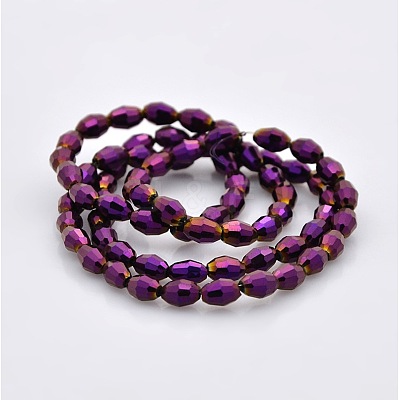 Full Plated Glass Faceted Rice Beads Strands GLAA-A030A-FP03-1