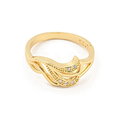 Wing Brass Micro Pave Clear Cubic Zirconia Open Cuff Rings RJEW-G309-32G-1