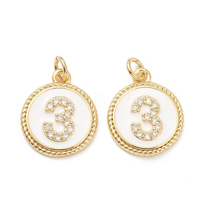 Brass Micro Pave Clear Cubic Zirconia Charms ZIRC-J040-44G-03-1