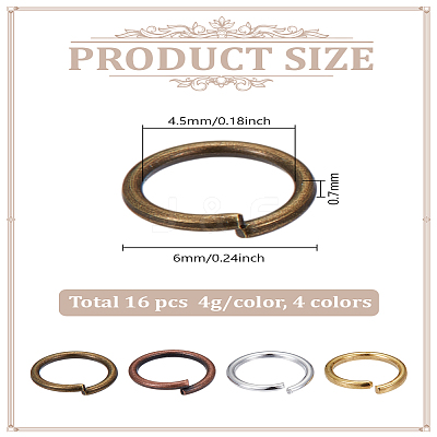 16G 4 Colors Iron Open Jump Rings IFIN-LP0001-09-1