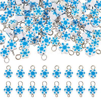 100Pcs 2 Style Christmas Handmade Polymer Clay Pendant and Connector Charms PALLOY-TAC0250-1