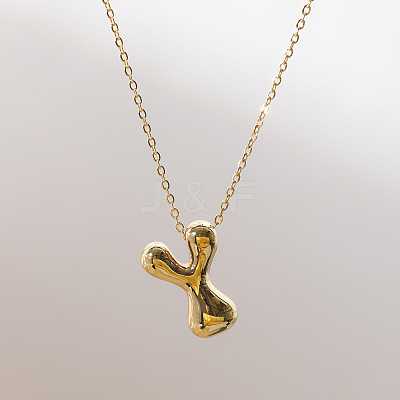 Brass Chunky Initial Pendant Necklaces WG97A63-25-1