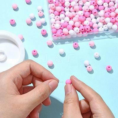 300Pcs 3 Colors Opaque Acrylic Beads MACR-YW0003-13A-1
