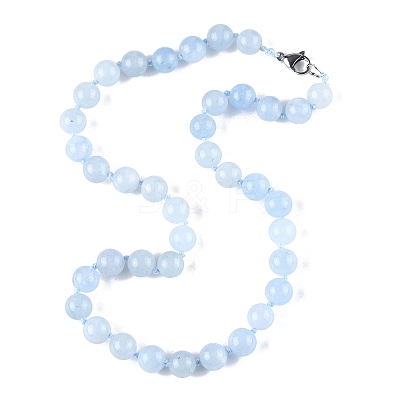 Natural Aquamarine Beaded Necklaces NJEW-S404-19-1