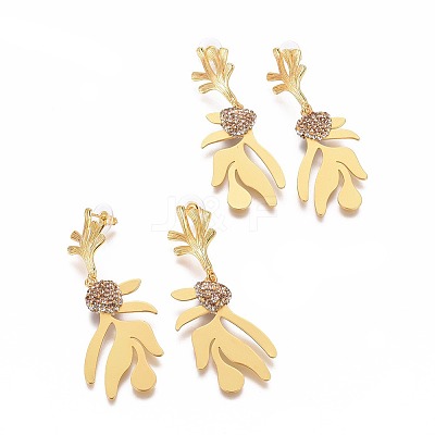 Polymer Clay Rhinestone Dangle Stud Earrings EJEW-G256-06G-1