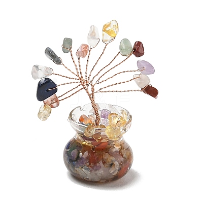 Natural Mixed Stone Chips Tree of Life Decorations DJEW-Z007-02Q-1